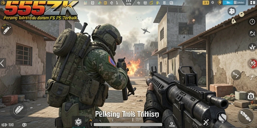 Tampilan mendebarkan dari aksi gameplay <strong>555ZK</strong> pada pertempuran FPS.
