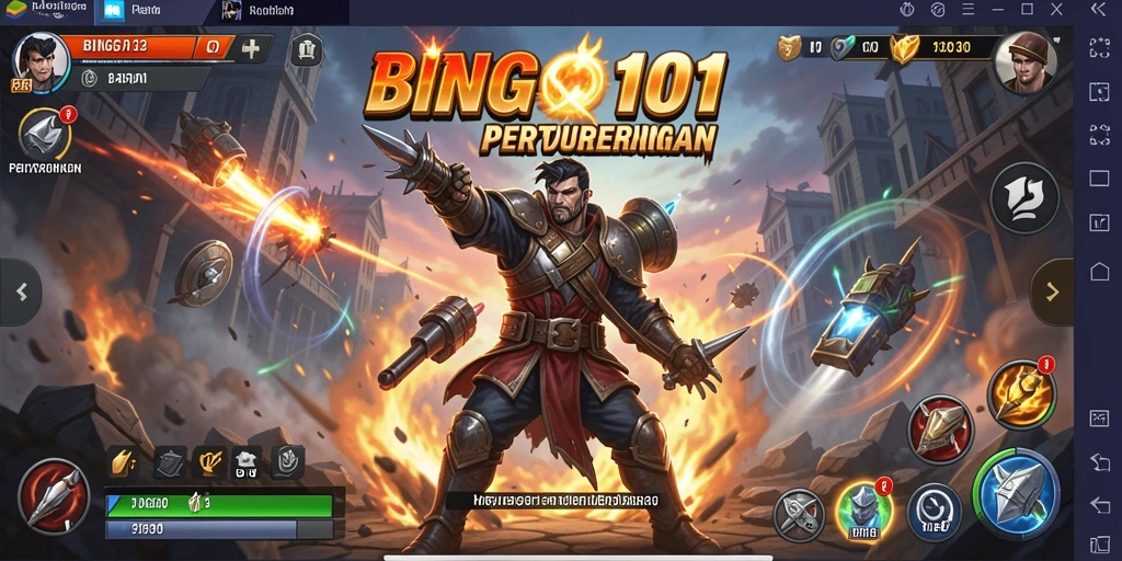 Tangkapan layar BINGO101 yang menunjukkan pertarungan seru antara dua karakter.