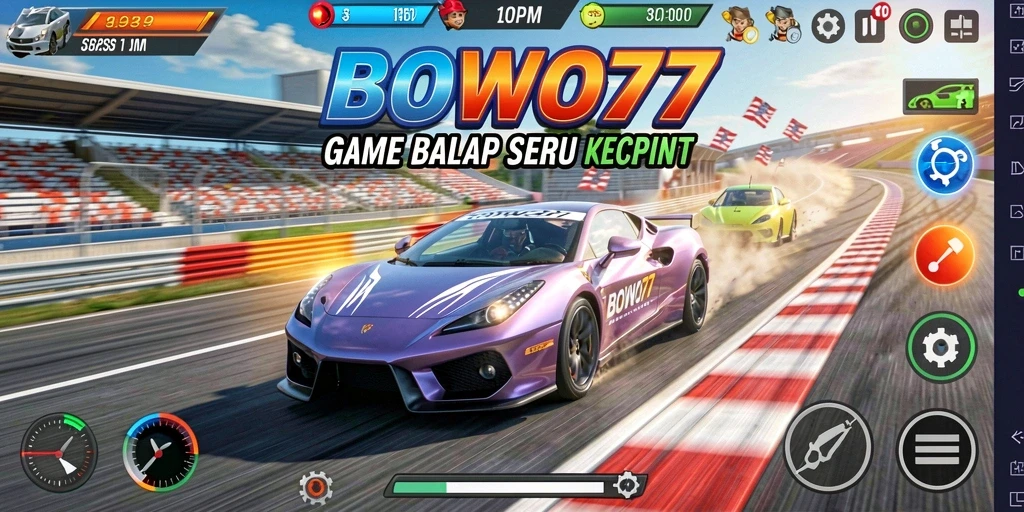 Tampilan gameplay seru dalam BOWO77 yang penuh kecepatan dan aksi.