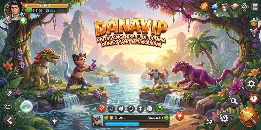 Gameplay seru DANAVIP dengan misi petualangan yang mengasyikkan.