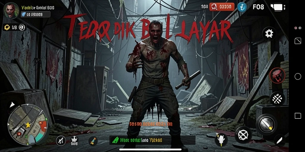 Screenshot gameplay FO8 menampilkan suasana menakutkan dengan makhluk menyeramkan.