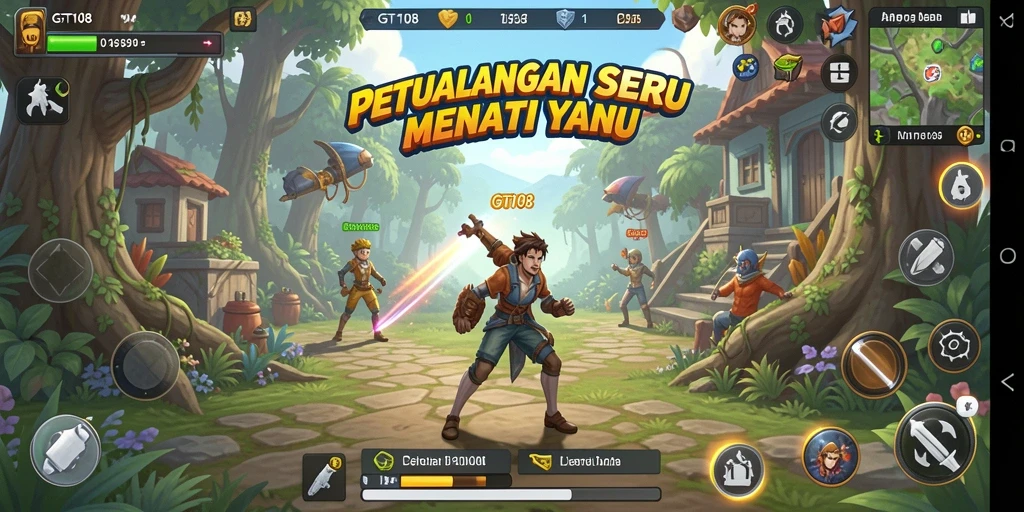 Tampilan gameplay GT108 menunjukkan aksi petualangan yang mendebarkan.