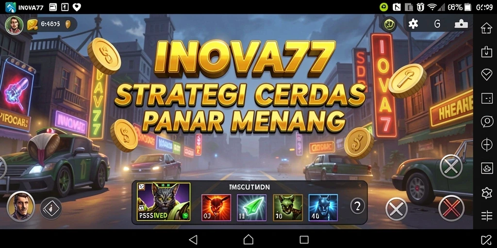 Screenshot utama INOVA77 menampilkan pertarungan strategi yang epik.