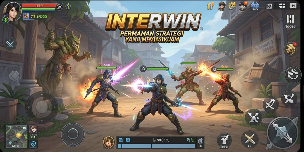 Gameplay mendebarkan dalam permainan strategi INTERWIN.