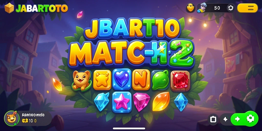Screenshot utama JABARTOTO menampilkan aksion gameplay match-3 yang seru.