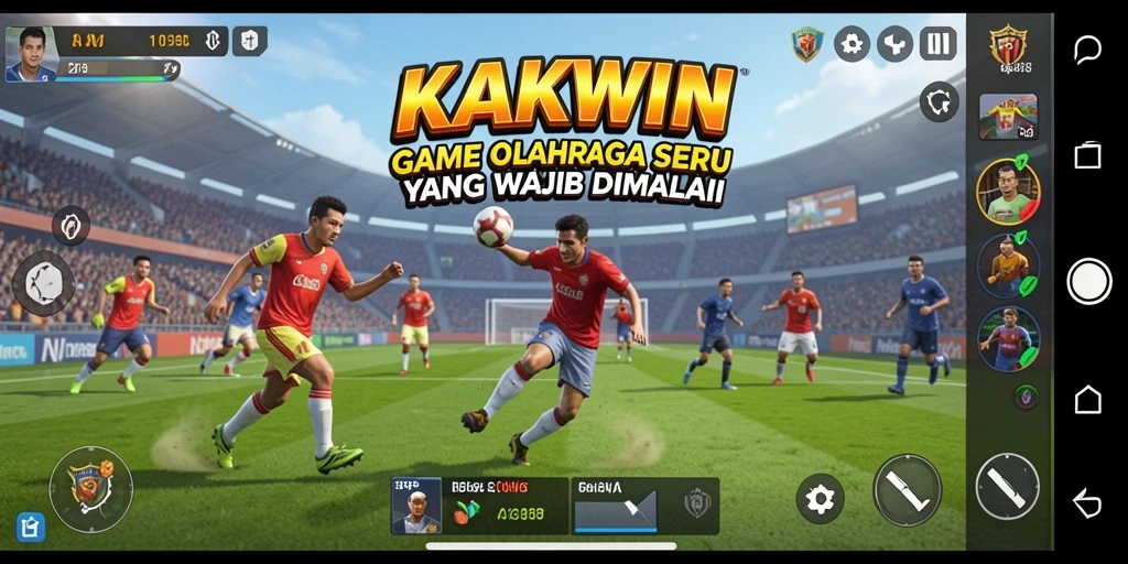 Tampilan gameplay KAKWIN yang seru dengan aksi olahraga nyata.