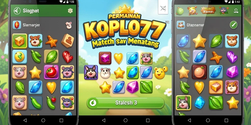 Tangkapan layar utama KOPLO77 menampilkan gameplay Match-3 yang menarik.