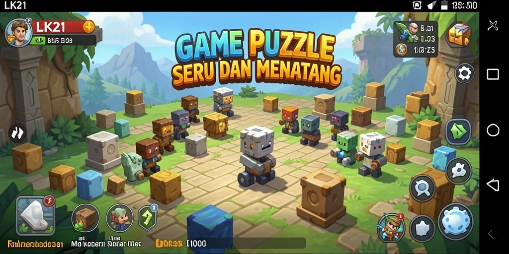 Tampilan gameplay LK21 yang menampilkan teka-teki menarik dan berwarna.