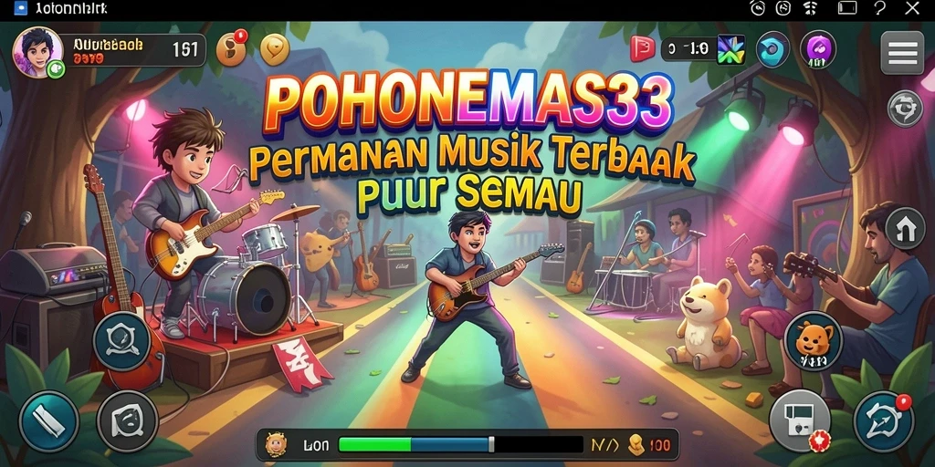 Screenshot utama POHONEMAS33 menampilkan pengalaman bermain musik yang seru.