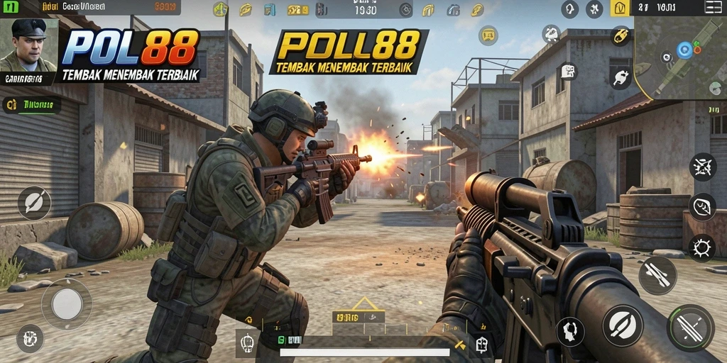 Tampilan aksi seru dalam gameplay TPS POL88.