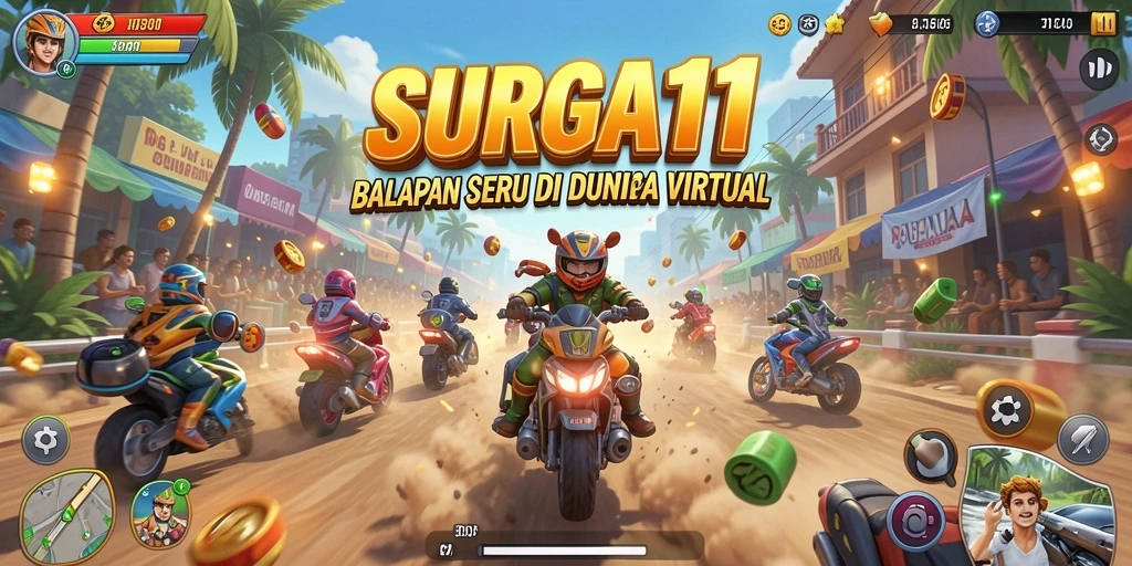 Gameplay balapan SURGA11 yang mendebarkan dan penuh aksi.